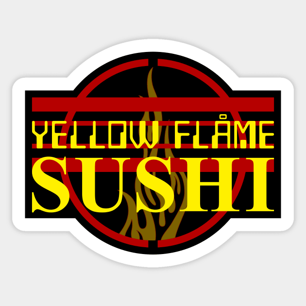 Yellow Flame Sushi Sticker by Ekliptik